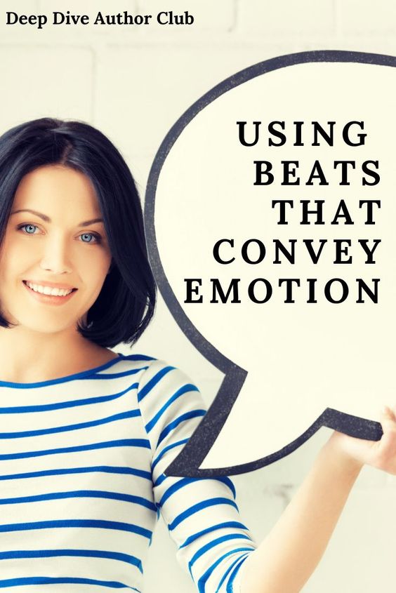 woman holding a speech bubble with the words: using beats that convey emotion